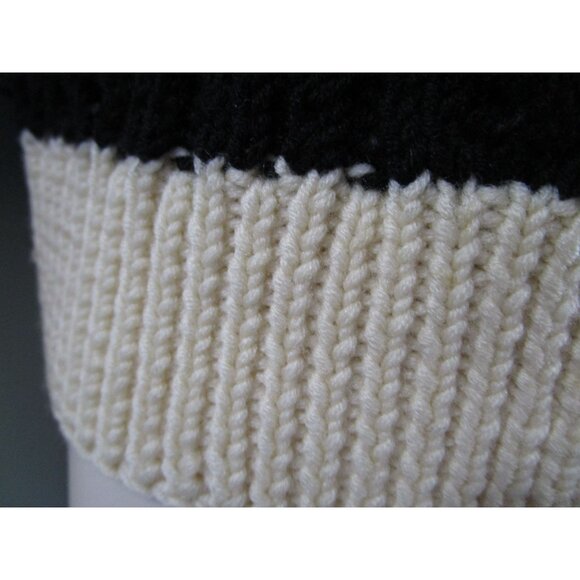 J Crew Handknit Wool Sweater XS Black Cream Stripes Cozy Cable Knit GUC - Picture 13 of 16